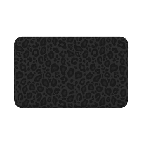 Black Leopard Cheetah Print Bath Mat Non-Slip Soft Microfiber Bathroom Rugs Washable Bathmat, Carpet Rug Entryway Decor for Tub Shower Room Floor, 31.5x20 Mat
