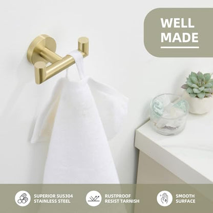 Angle Simple Bathroom Towel Hook, SUS304 Stainless Steel Robe Hook, Hand Towel Holder Wall Mount, Brushed Gold - color: Brushed Gold, size: 1 Pack