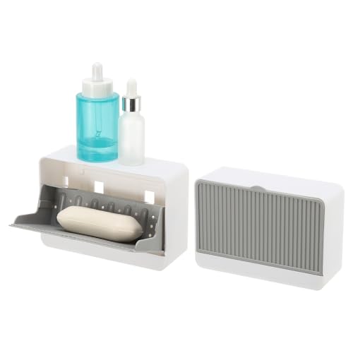 uxcell 2 Pack Dust-Proof Soap Holder, Wall Mounted Soap Dish for Shower Wall No-Drill Adhesive Shower Bar Soap Holder for Bathroom(Gray, 6.3 x 4.33 Inches) - color: Gray, size: 6.3 x 4.33 Inches
