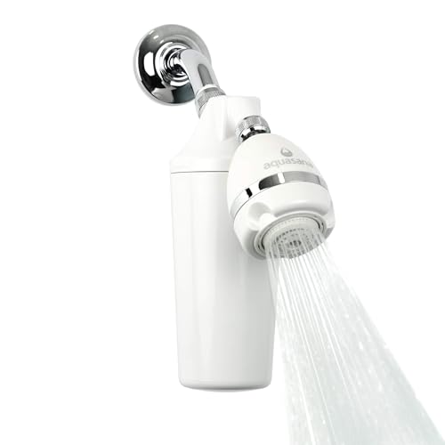 Aquasana Shower Filter w/Shower Head | Reduces 90% Chlorine | AQ-4100 | Dermatologist-Recommended | Soften Skin & Hair | Coconut Shell Carbon | KDF Media | 3 Shower Head Settings | 10K Gal - size: Max Flow (2.5 GPM), style: Shower Head Filter