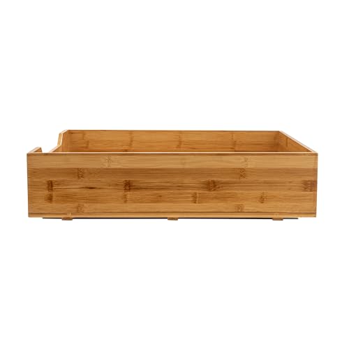 Household Essentials Glidez Bamboo and Steel Pull-Out/Slide-Out Storage Organizer for Under Cabinet Use - 1-Tier Design - Fits Standard Size Cabinet or Shelf, Natural - size: 20", style: Single Tier