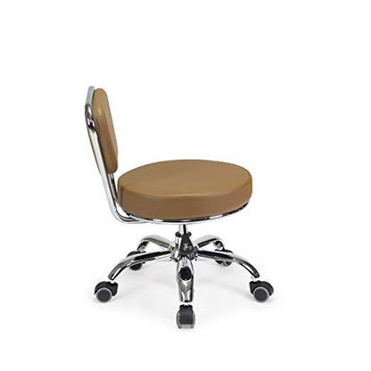 Dayton Rolling Bathroom Seat (Cappuccino) Pneumatic, Short Stool with Adjustable Height 13"-15", Perfect for Bathroom Tub Height, Paded Shower Bench with Back-Support - color: Cappuccino