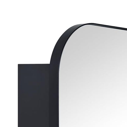 TEHOME Black Rectangle Bathroom Medicine Cabinet with Mirror Matt Black Recessed and Surface Mount Stainless Steel Metal Framed Rounded Rectangular Bathroom Cabinet with Mirror 22x30'' - size: 22 x 30''