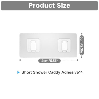 Shower Caddy Adhesive Replacement, Transparent Adhesive Hooks | No Drilling, Waterproof, for Shower Caddy, Strong Bathroom Storage Shelves and Kitchen Racks (Double*4pcs) - color: Flat - 4 Double