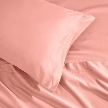 Superior Egyptian Cotton 4 Piece Sheet Set, Luxury 1000 Thread Count, Modern Design, Sustainable Sheets, Ultra-Soft Basics, Solid, Deep Pocket Fitted Sheet, Flat Sheet, Pillowcases, Full, Dusted Rose - color: Dusted Rose, size: Full
