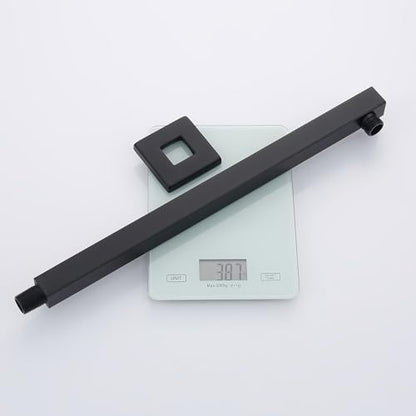Shower Head Extension Arm Black Shower Arm 16 Inch【SUS304 Stainless Steel】 Matte Black Shower Extension Rain Shower Head Extender With Flange Replacement Wall Mount Square, SA1-BK - color: Matte Black