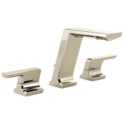 Delta Pivotal Polished Nickel Bathroom Faucet 3 Hole, 8 Inch Widespread Bathroom Sink Faucet for Vanity, Metal Push-Pop Drain, Lumicoat Polished Nickel 3599LF-PN-PR-MPU - color: Polished Nickel