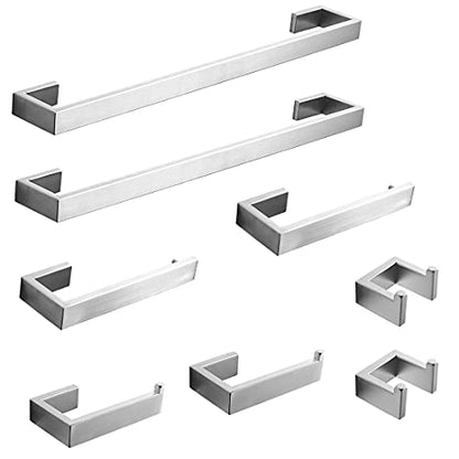 Fapully 8 Piece Bathroom Accessories Bathroom Hardware Set Brushed Nickel | Towel Bar Set for Bathroom Wall,Stainless Steel - color: Brushed Nickel, style: 8 Piece