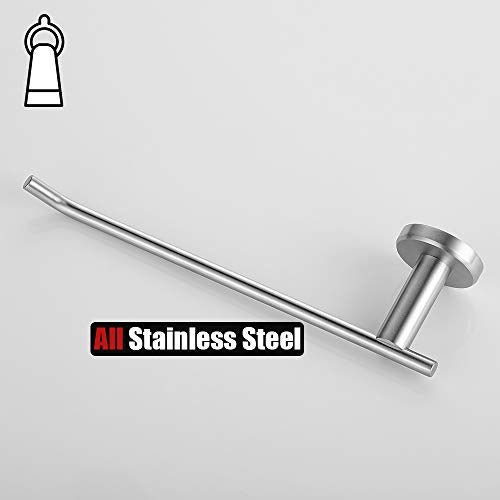 JQK Hand Towel Bar, Stainless Steel Towel Ring for Bathroom, 9 Inch Necklace Holder Brushed Finish Wall Mount Left Hand, TR101-BN - color: Brushed, size: 9 Inch (Left)