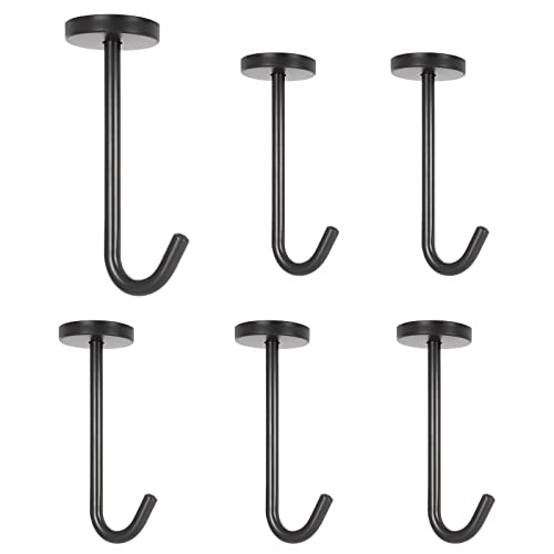NearMoon Coat Hooks, Wall Mount Hooks for Hanging Hat Hurse Robe, 304 Stainless Steel Heavy Duty Towel Hangers for Bathroom Livingroom Kitchen-Ceiling Hook, 6 Pack (4 Inch, Matte Black) - color: Matte Black, size: 4 Inch (Ceiling)