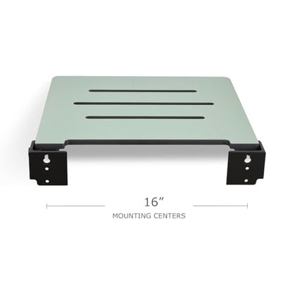 18 inch Silhouette Slimline Folding Wall Mount Shower Bench Seat, Sea Green Seat with Matte Black Frame - color: Sea Green Seat With Matte Black Frame