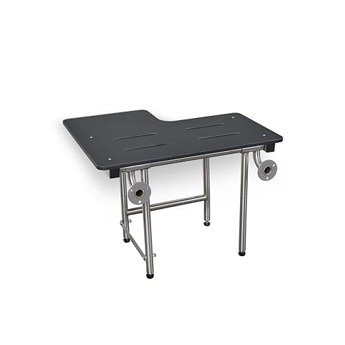 Seachrome 32" x 22.5" Black Reversible Folding Transfer Tub/Shower Seat with Legs, ADA Compliant - color: Matte Black, size: 32 x 22.5 in.