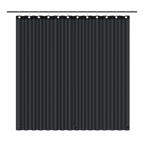 EHZNZIE Black Shower Curtain Liner 72x72, PEVA Waterproof Bath Curtain, No Chemical Smell, 3 Weighted Magnets, Durable with Rustproof Metal Grommets - color: Black, size: 72"W x 72"L (Pack of 1)