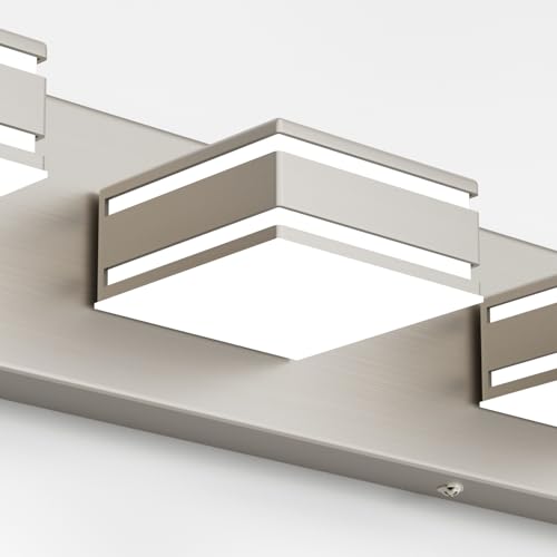 Ralbay 55inch Brushed Nickel Vanity Light for Bathroom 7-Light Metal Acrylic Modern LED Bathroom Light Fixtures - color: Brushed Nickel, size: 55 inch