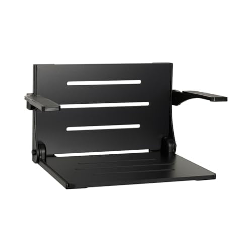 Seachrome Silhouette Comfort Folding Wall Mount Shower Bench Seat with Arms, Black Seat with Matte Black Frame - color: Black Seat With Matte Black Frame and White Arm Pads