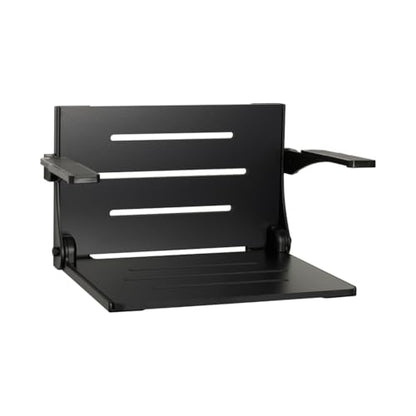 Seachrome Silhouette Comfort Folding Wall Mount Shower Bench Seat with Arms, Black Seat with Matte Black Frame - color: Black Seat With Matte Black Frame and White Arm Pads