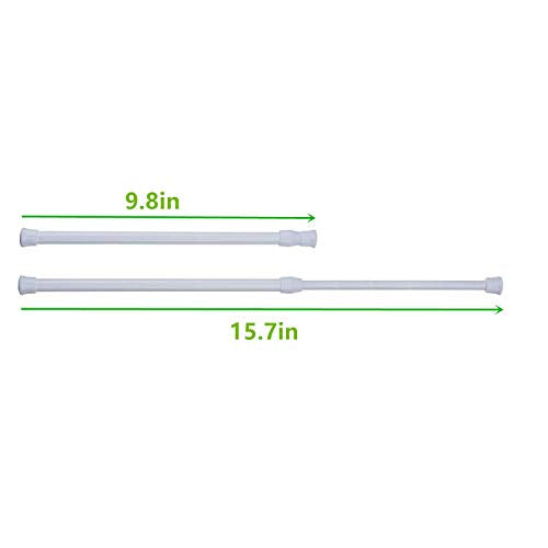 Tension Rods, 4 Pack Adjustable Spring Steel Cupboard Bars Tension Curtain Rod 9.8-15.7 Inches Shower Rod Closet Rod Tensions Rod Extendable Width - color: White, size: 9.8-15.7 Inch