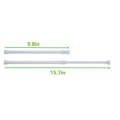 Tension Rods, 4 Pack Adjustable Spring Steel Cupboard Bars Tension Curtain Rod 9.8-15.7 Inches Shower Rod Closet Rod Tensions Rod Extendable Width - color: White, size: 9.8-15.7 Inch