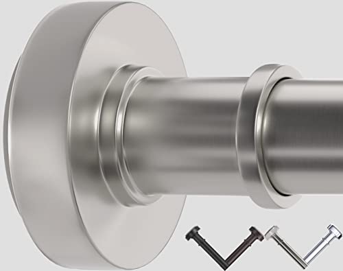 Brushed Nickel Tension Shower Curtain Rod – Adjustable 18-89 Inches, Fits 20-88 Inch Spaces, No Drill Rust Resistant Spring Rod for Bathroom, Kitchen, Bedroom, Balcony - color: Brushed Nickel, size: 18-89 inch without hooks