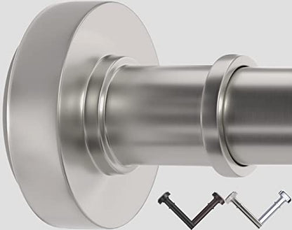 Brushed Nickel Tension Shower Curtain Rod – Adjustable 18-59 Inches, Fits 20-58 Inch Spaces, No Drill Rust Resistant Spring Rod for Bathroom, Kitchen, Bedroom, Balcony - color: Brushed Nickel, size: 18-59 inch without hooks