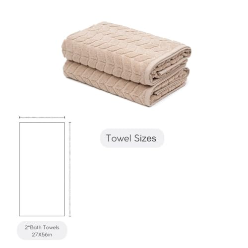BAGNO MILANO Turkish Cotton Bath Towels, Hand Towels - Soft Plush Jacquard Collection - Highly Absorbent Towel Set (Sand Beige, 2 pcs Bath Towel Set) - color: Sand Beige, size: 2 pcs Bath Towel Set