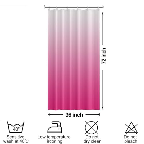 Ombre Hot Pink Stall RV Shower Curtain with Hooks 36x72inches | Machine Washable Waterproof, Modern Solid Boho Gradient, Bathroom Dorm Hotel Room Divider, Easy to Install, Window Curtain - color: Hot Pink, size: 36"W x 72"L (Pack of 1)