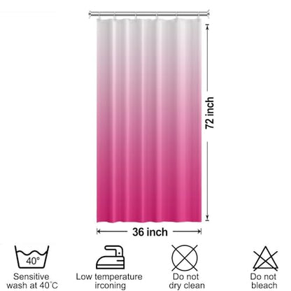 Ombre Hot Pink Stall RV Shower Curtain with Hooks 36x72inches | Machine Washable Waterproof, Modern Solid Boho Gradient, Bathroom Dorm Hotel Room Divider, Easy to Install, Window Curtain - color: Hot Pink, size: 36"W x 72"L (Pack of 1)