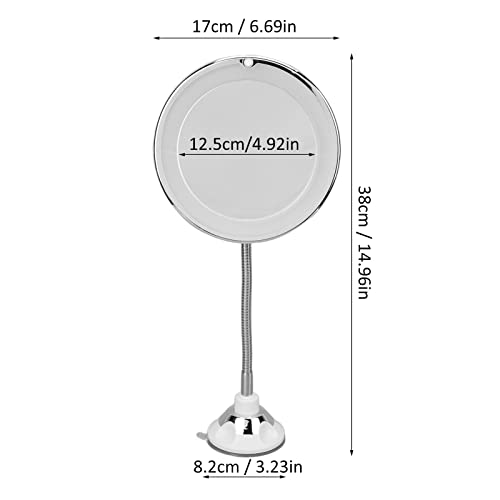 Magnifying Mirror, Flexible Gooseneck LED Lighted 10X Magnifying Makeup Mirror with Power Locking Suction Cup, 10X Magnification LED Fill Light Suction Cup Adjustable Gooseneck Makeup Mirror
