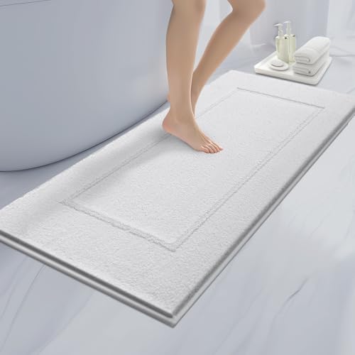 anllugs Bathroom Rugs, 24" x 60" Soft Bath Rugs, White | Non-Slip, Super Absorbent, Machine Washable, Quick Dry, Bath Mats for Shower and Bathtub, TPR Backing - color: White, size: 24" X 60"