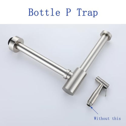 Basin Bottle Trap Brushed Nickel Sink Bathroom Waste Pipe 1-1/4 inch Slip Inlet Drain Tube Adjustable P-Trap Drain Pipe,SW-83888BN-L2. - color: T03-Brushed Nickel