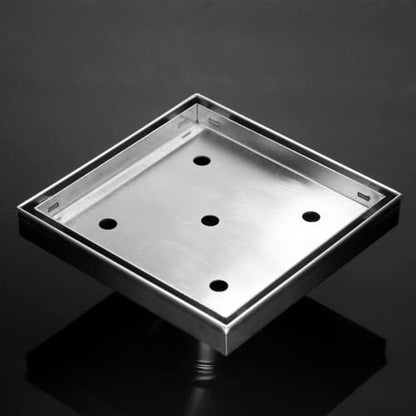 6 Inch Square Shower Drain with Tile Insert Grate, Brushed | 304 Stainless Steel, Square Tile Floor Drain for Bathroom, Removable Tile-In Drain Grate with Hair Strainer, cUPC Certified - size: 6 inch