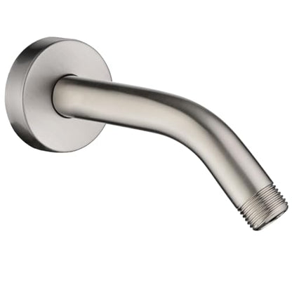 BRIGHT SHOWERS 6 Inch Brass Shower Arm with Flange Shower Pipe Arm for Wall Mount Fixed and Handheld Shower Head, Brushed Nickel - color: Brushed Nickel, style: Basic 6 Inch
