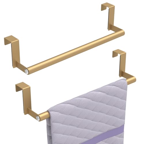 STWWO Kitchen Towel Holder for Cupboard Gold | Over Cabinet Door Towel Bar, Over The Door Towel Rack, Stainless Steel Dish Towel Holder Hanger Rv Towel Rack, 2 Pack - color: Gold