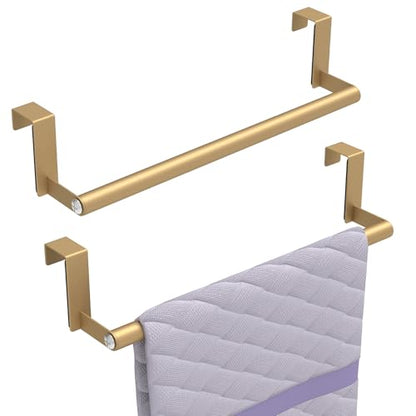 STWWO Kitchen Towel Holder for Cupboard Gold | Over Cabinet Door Towel Bar, Over The Door Towel Rack, Stainless Steel Dish Towel Holder Hanger Rv Towel Rack, 2 Pack - color: Gold