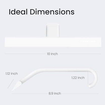 JustHang Shower Squeegee with Built-in Hook, 10-Inch White | Award-Winning Design, All-One-Piece Soft-Touch Silicone, for Glass Door, Bathroom, Window, Mirror, Tile Wall, Car - color: Classic White