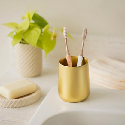 Yew Design Gold Bathroom Toothbrush Holder Cup - Round - color: Round Gold