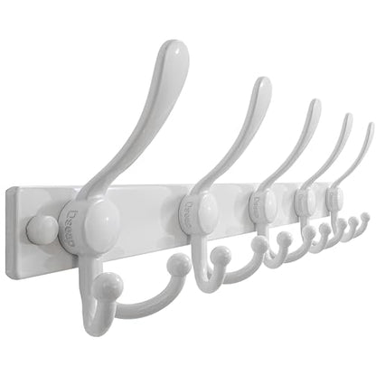 Coat Rack Wall Mount, Heavy Duty 12-Gauge Base vs Flimsy 1mm, Double-Thick Solid Anti-Snap Hooks, 16” Stud-Mount, Stainless Steel Hanger for Clothes Hat Entryway Closet Mudroom, White - color: White, size: L=17" (1pcs)