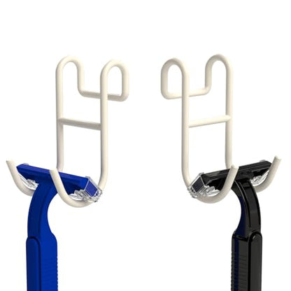 Shower Caddy Hooks, Razor Hanger for Shelf and Loofah (White - 2 Open) - color: White - 2 Open