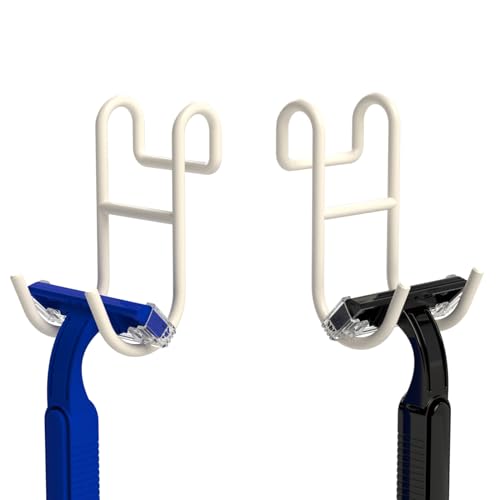 Shower Caddy Hooks, Razor Hanger for Shelf and Loofah (White - 2 Open) - color: White - 2 Open