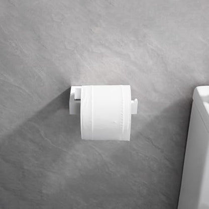 GERZWY 3-Piece Bathroom Accessory Set Stainless Steel Toilet Paper Holder Towel Ring Towel Hooks Wall Mount, White - color: White
