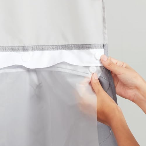 Hookless It’s A Snap! Plastic PEVA Antimicrobial Snap-in Replacement Shower Curtain Liner Curtain with Sheer Window, 70" x 54", Water-Repellent, Easy Install, Frost (Pack of 6) - color: Antimicrobial Frost, size: 70"W x 54"L (Pack of 6), style: With Magne