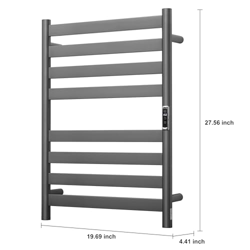 Heated Wall Mounted Electric Towel Warmer Rack,Timer & Temperature Control, 8 Bar Stainless Steel Towel Heater for Bathroom (Gunmetal Grey, 8 Bars) - color: Gunmetal Grey, size: 8 Bars