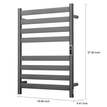 Heated Wall Mounted Electric Towel Warmer Rack,Timer & Temperature Control, 8 Bar Stainless Steel Towel Heater for Bathroom (Gunmetal Grey, 8 Bars) - color: Gunmetal Grey, size: 8 Bars