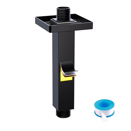 Enga Brass 6-Inch Straight Shower Arm with Flange, Matte Black - color: Matte Black, style: 6 Inch