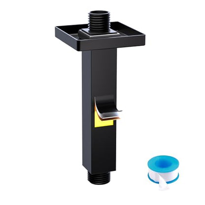 Enga Brass 6-Inch Straight Shower Arm with Flange, Matte Black - color: Matte Black, style: 6 Inch