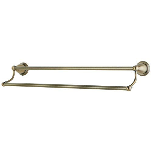 Kingston Brass BA175318AB Heritage Dual Towel-Bar, 18 inch Length, Antique Brass | High quality brass construction for durability and reliability; Design to hold up to 44 lbs; Round flange - color: Antique Brass