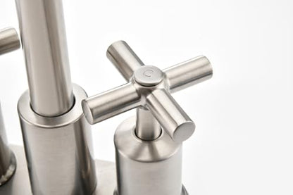 Two Handle Lavatory Faucet 4-inch Centerset Bathroom Sink Faucet with Drain Assembly for 3 Hole Sink Brushed Nickel Finish DF-4303CCH-BN Duttao - color: Brushed Nickel