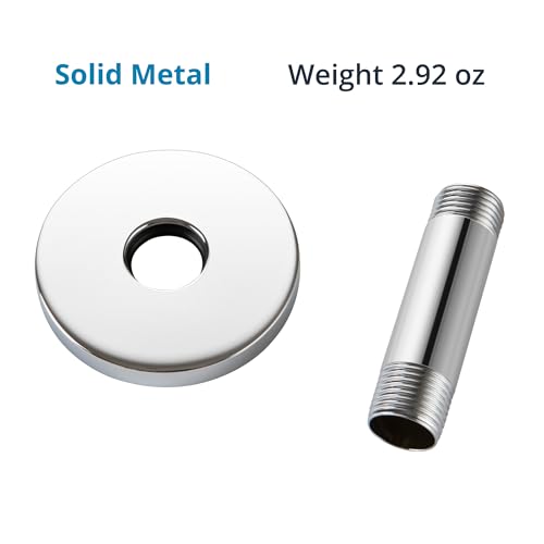 Straight Shower Arm with Flange, Ceiling Mount 3 Inches Rain Shower Head Arm Extension Replacement with Anti-Scratch Escutcheon Plate, DOLGABA Polished Chrome - color: Round Polished Chrome 3 Inch