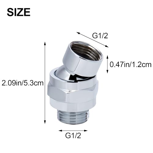 Shower Head Swivel Ball Adapter: Adjustable Pivot Ball to Adjust Showerhead Angle, Solid Brass Shower Arm Connector Extension Component (Silver) - color: Silver