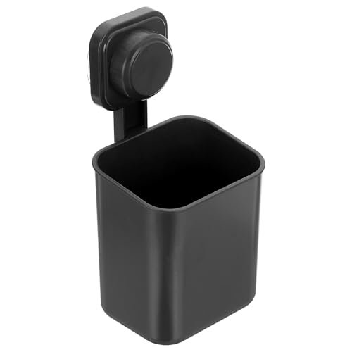 uxcell 1Pcs Suction Toothbrush Holder, 4" x 8" Wall Mounted Shower Caddy Organizer Cup for Tooth Brush, Toothpaste, Razors in Bathroom, Kitchen(Black) - color: Black
